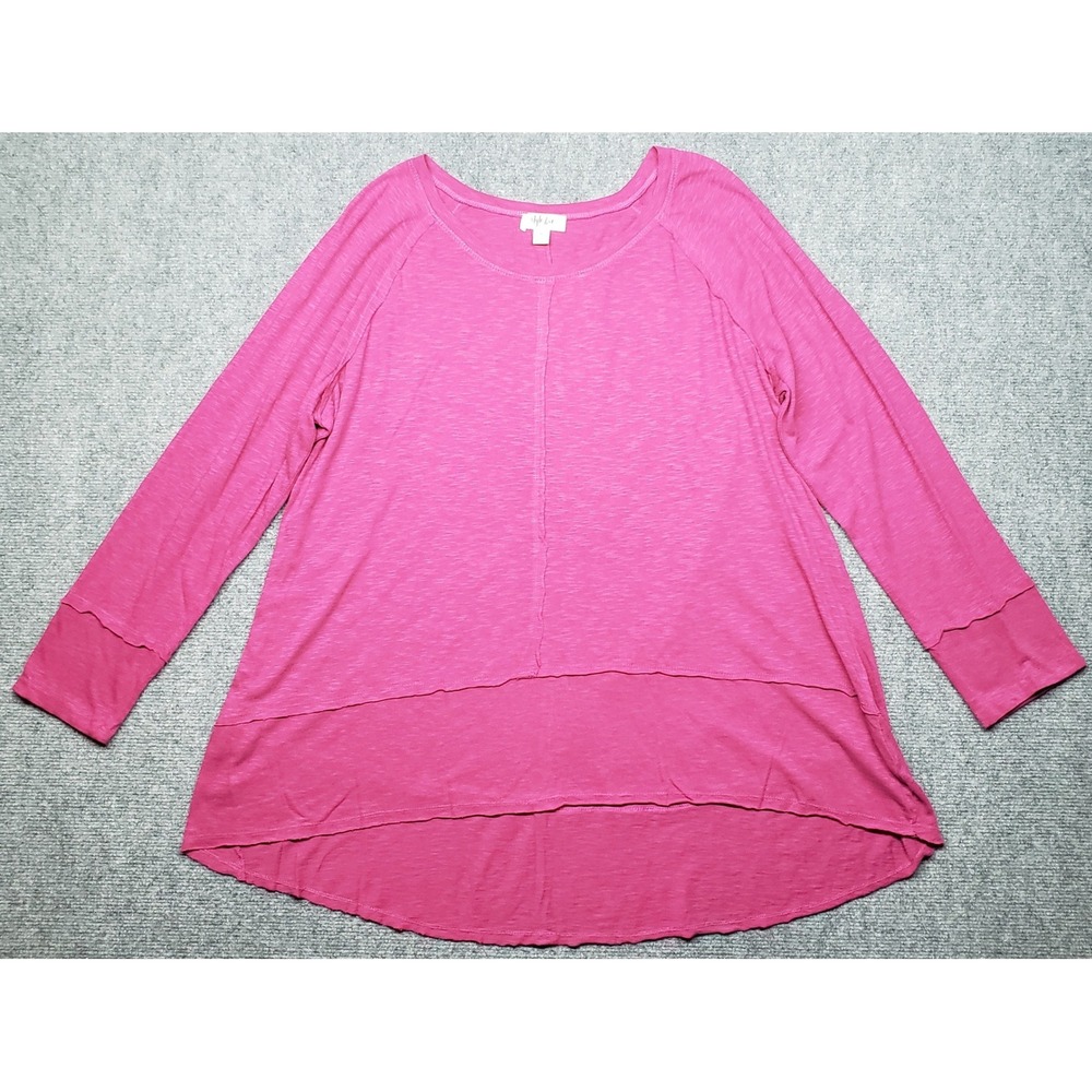 Style & Co Tunic Top Womens XL Pink Long Sleeve Layered Hem Knit Pullover